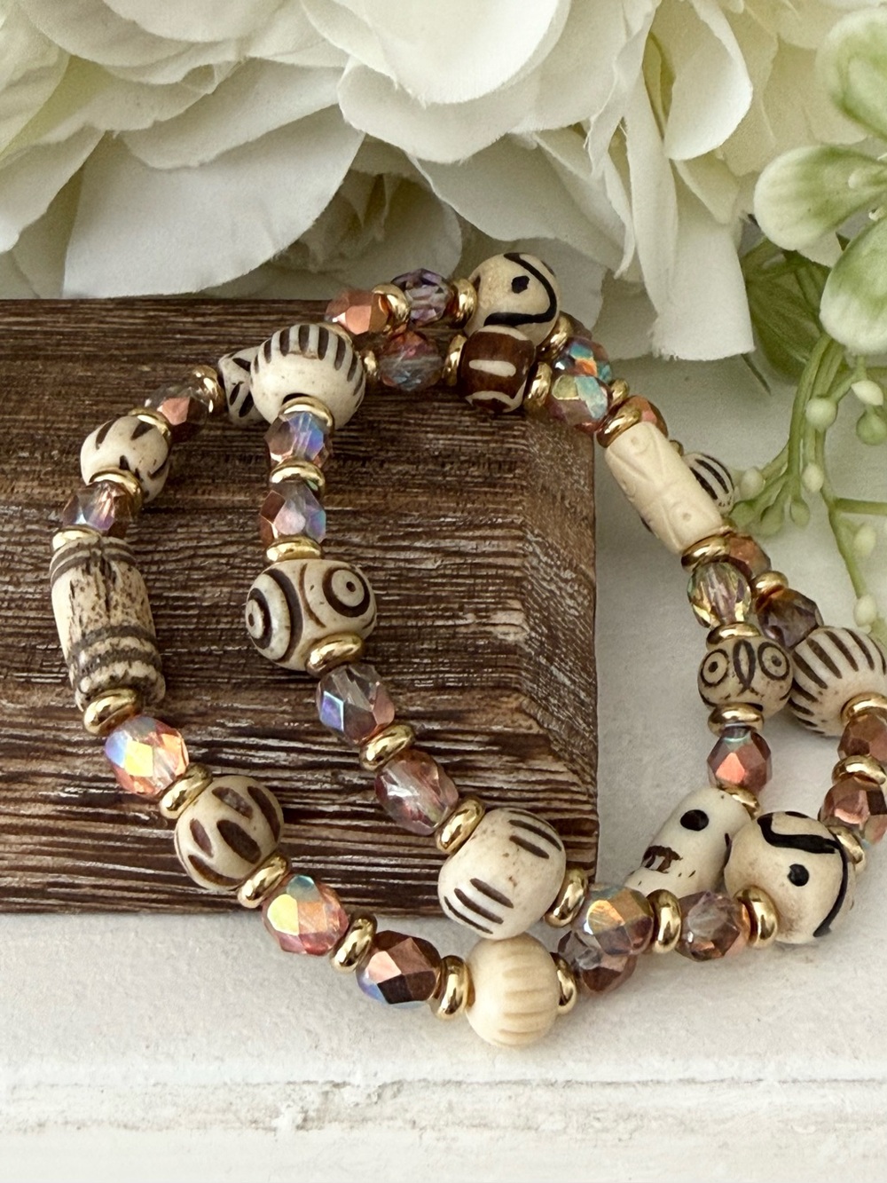 Boho Bead Bracelet Duo Set